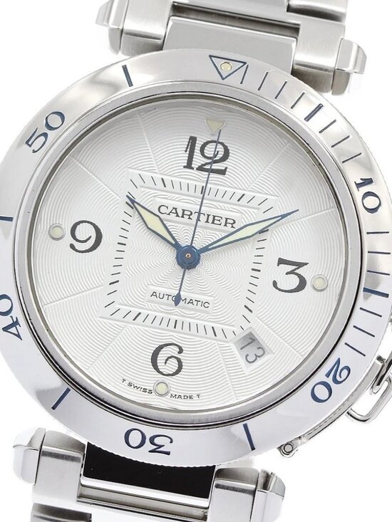 CARTIER Pasha 38mm W31031H3 Date Silver Dial Automatic Men\'s Watch_954229 main image 6